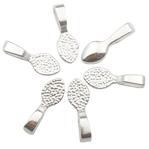 Small Glue On Flat Spoon Bail 15x6mm Silver 10pcs
