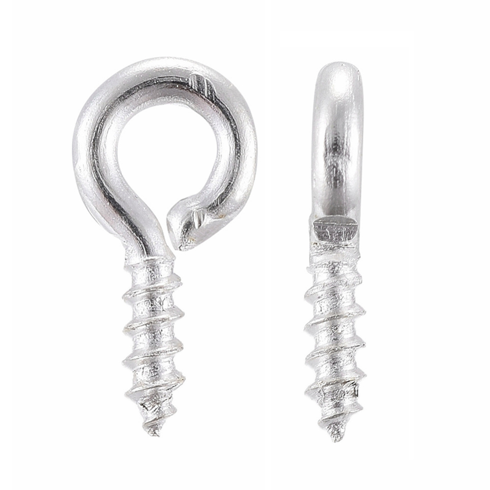 Silver Plated Iron Screw Eye Pin Peg Bails 8x4x1mm 200pcs - Image 2
