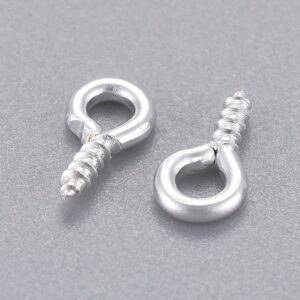 Silver Plated Iron Screw Eye Pin Peg Bails  8x4x1mm 200pcs
