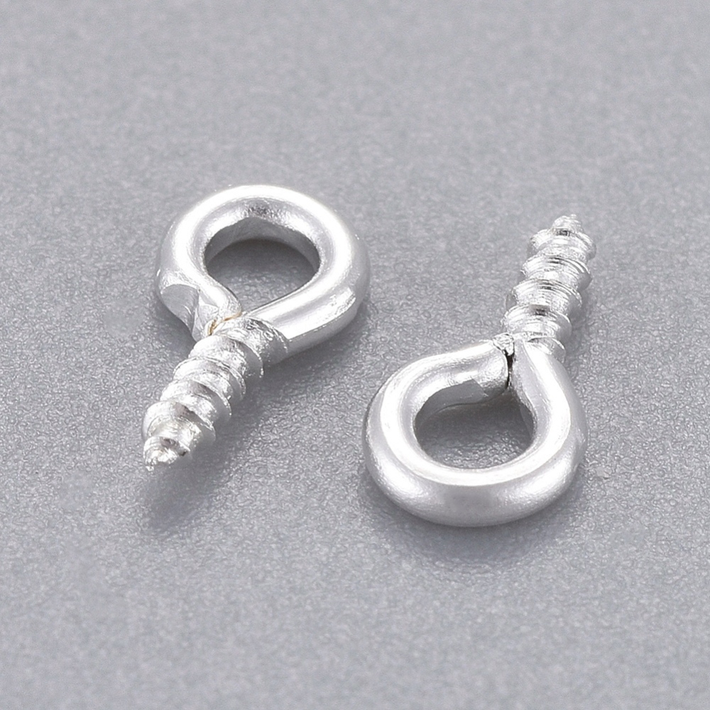 Silver Plated Iron Screw Eye Pin Peg Bails 8x4x1mm 200pcs