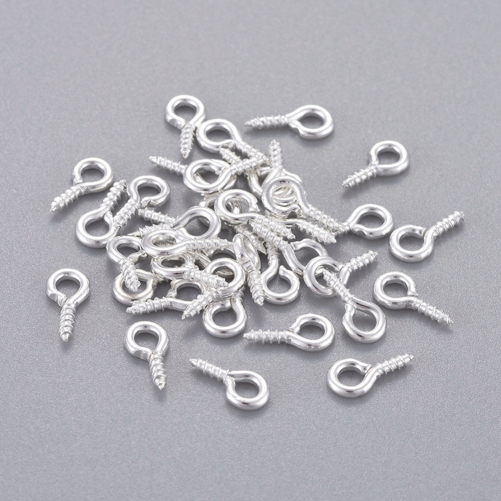 Silver Plated Iron Screw Eye Pin Peg Bails 8x4x1mm 200pcs - Image 3