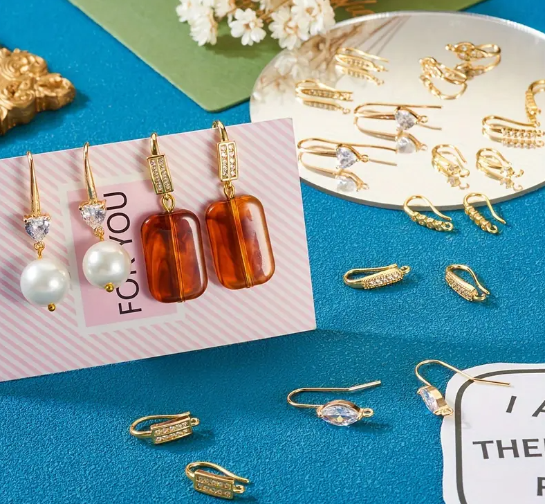 Individual Assorted Styles Gold Plated Brass Earrings with Cubic Zirconia Inlaid 2Pcs - Image 3