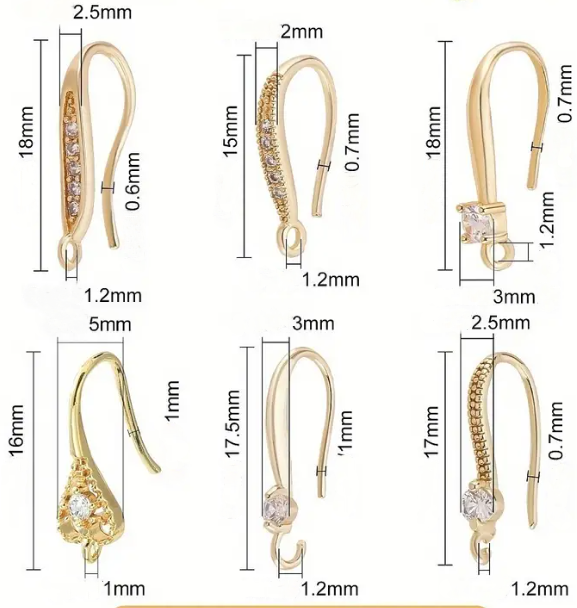 Individual Assorted Styles Gold Plated Brass Earrings with Cubic Zirconia Inlaid 2Pcs - Image 4