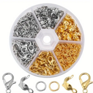 Platinum & Golden Jewelry Box Making Kit Lobster Clasp, Open Jump Rings, End Crimps 460 pcs Jewelry Making Accessories Set