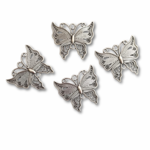 Platinum Line Pattern Butterfly Charms 25mmx23mm 4pcs