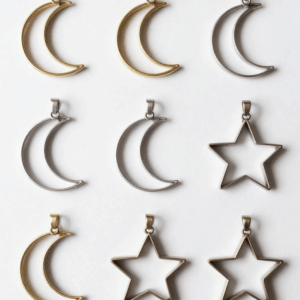 Open Bezel Pendant Moon & Stars - Individual Styles