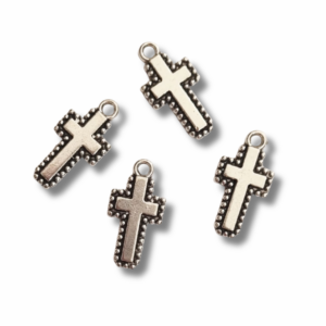 Antique Silver Cross Tibetan Style Alloy Pendants - 10mmx20mmx2mm 4pcs