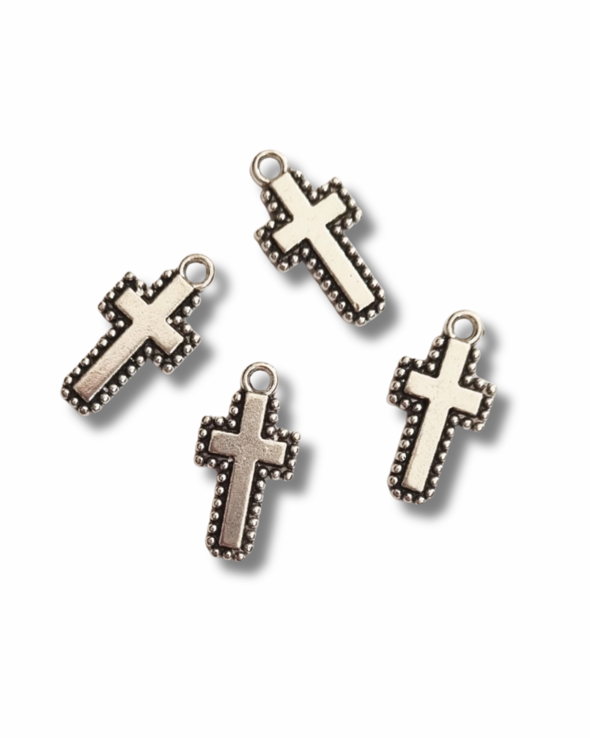 Antique Silver Cross Tibetan Style Alloy Pendants - 10mmx20mmx2mm 4pcs