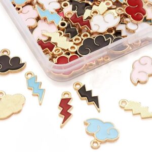 Light Gold Colored Inlay Clouds & Lighting Charms – Individual Style