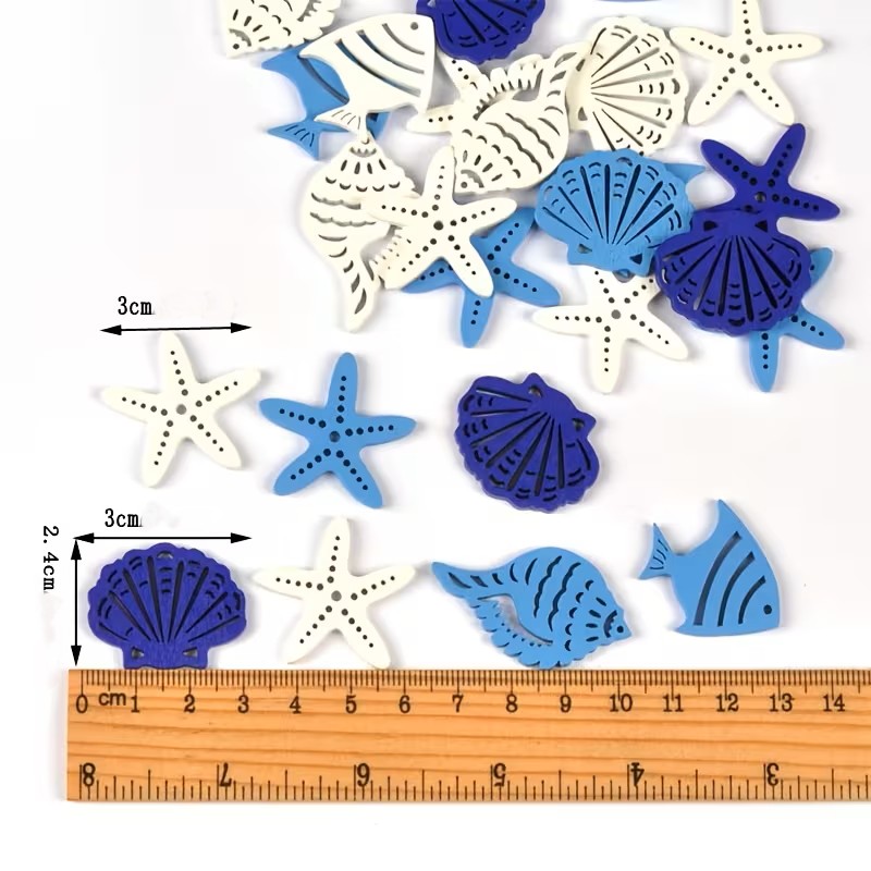 Wooden Mediterranean Theme Craft Decor 6pcs - Individual Styles - Image 2